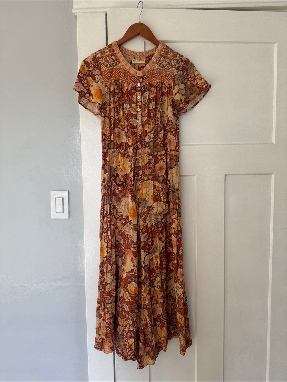 Spell Floral Boho Maxi Dress in Rust, Mustard & Cream